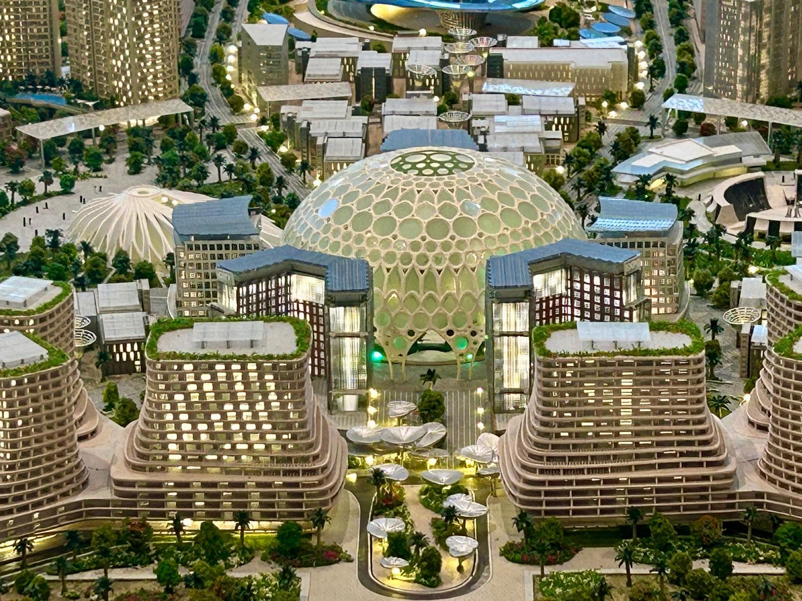 Modell der Expo City Dubai mit zukünftiger Bebauung